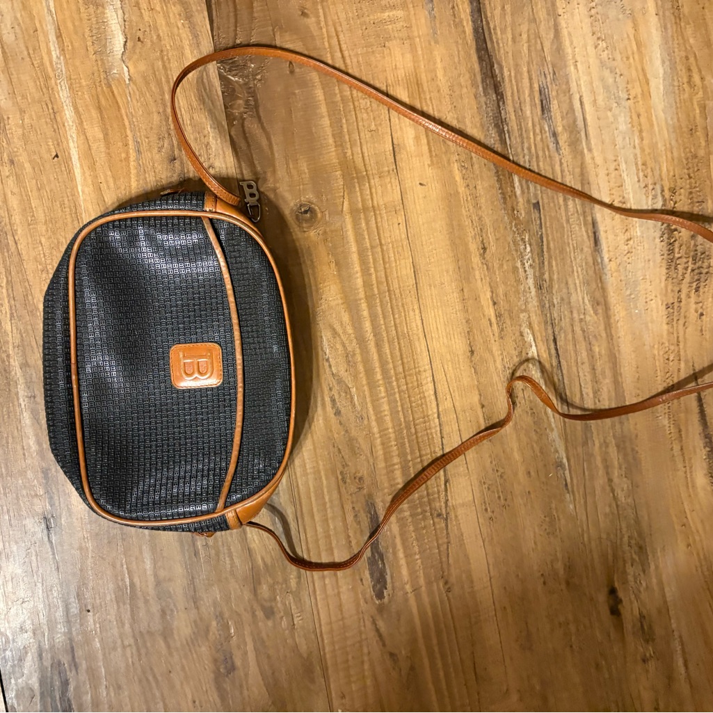 Bally Vintage Black And Tan Crossbody Bag